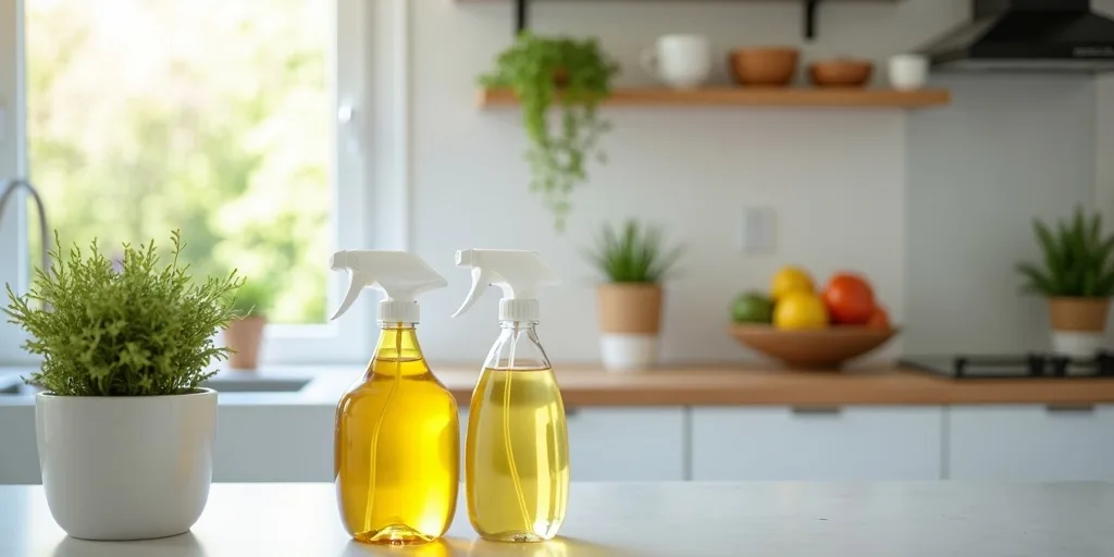 Cuisine propre nettoyage &eacute;cologique plan travail d&eacute;sinfection naturelle hygi&egrave;ne alimentaire