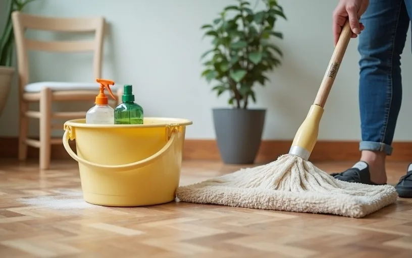 Nettoyage sol &eacute;cologique serpilli&egrave;re produits naturels parquet carrelage entretien