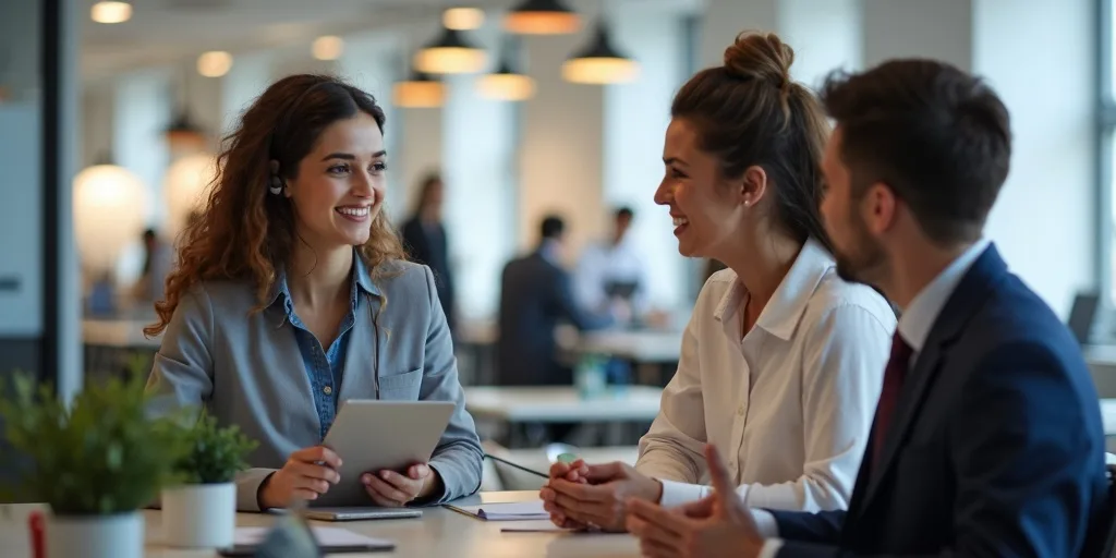 Conseiller client r&eacute;pondant aux questions sur les services de nettoyage