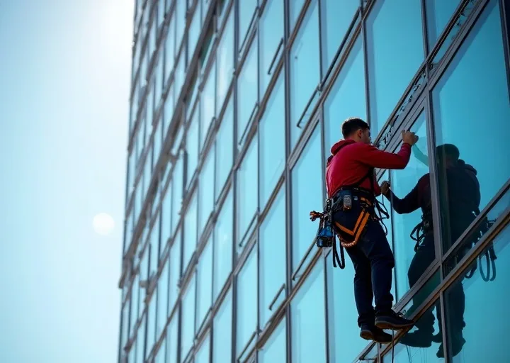 Service professionnel de nettoyage de vitres avec &eacute;quipements sp&eacute;cialis&eacute;s