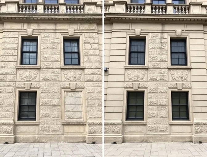 Transformation avant/apr&egrave;s nettoyage fa&ccedil;ade pierre